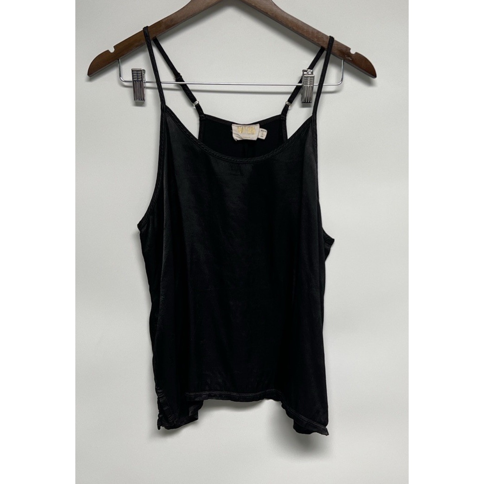 Nation Womens Medium Black Silky Bias Lara Cami Tank Top Layering Oversized